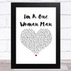 George Jones I'm A One Woman Man White Heart Song Lyric Music Art Print