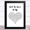 Marvin Gaye Got To Give It Up White Heart Song Lyric Music Art Print