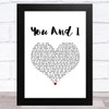 Ingrid Michaelson You And I White Heart Song Lyric Music Art Print