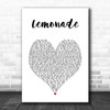 Internet Money Lemonade White Heart Song Lyric Music Art Print