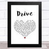 The Cars Drive White Heart Song Lyric Music Art Print