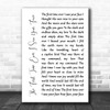 Roberta Flack The First Time Ever I Saw Your Face White Script Song Lyric Music Art Print