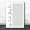 Phil Collins You Can't Hurry Love White Script Song Lyric Music Art Print