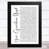 The Red Jumpsuit Apparatus Your Guardian Angel White Script Song Lyric Music Art Print