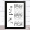 Conway Twitty Hello Darling White Script Song Lyric Music Art Print