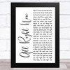 Free All Right Now White Script Song Lyric Music Art Print