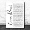 KAROL G & Jessie Reyez Ocean (Remix) White Script Song Lyric Music Art Print