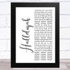 Alexander Burke Hallelujah White Script Song Lyric Music Art Print