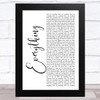 Jaden Smith Everything White Script Song Lyric Music Art Print