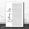 Nickelback Bottoms Up White Script Song Lyric Music Art Print