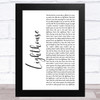 Westlife Lighthouse White Script Song Lyric Music Art Print