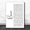 Lauren Daigle Rescue White Script Song Lyric Music Art Print