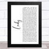 Brett Young Lady White Script Song Lyric Music Art Print