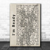 Bryan Adams I'm Ready Shadow Song Lyric Music Wall Art Print