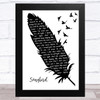 Eva Cassidy Songbird Black & White Feather & Birds Song Lyric Art Print