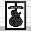 The Miracles Ooh Baby Baby Black & White Guitar Song Lyric Art Print