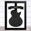 Neil Diamond Shilo Black & White Guitar Song Lyric Art Print