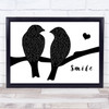Sixx A.M. Smile Lovebirds Black & White Song Lyric Art Print