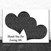 Bon Jovi Thank You For Loving Me Landscape Black & White Two Hearts Song Lyric Art Print