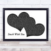 Huey Lewis And The News Stuck With You Landscape Black & White Two Hearts Song Lyric Art Print