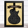 Sam Fender Saturday Black Guitar Song Lyric Art Print