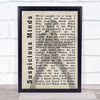 Elvis Presley Suspicious Minds Pose Shadow Song Lyric Music Wall Art Print