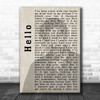 Lionel Richie Hello Shadow Song Lyric Music Wall Art Print