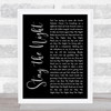 Jane Olivor Stay the Night Black Script Song Lyric Art Print