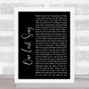 Sam Smith One Last Song Black Script Song Lyric Art Print