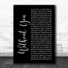 Avicii feat Sandro Cavazza Without You Black Script Song Lyric Art Print