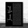 James Arthur Train Wreck Black Script Song Lyric Art Print