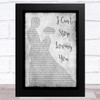 Ray Charles I Can't Stop Loving You Grey Man Lady Dancing Song Lyric Art Print