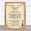 Ed Sheeran Kiss Me Song Lyric Vintage Music Wall Art Print