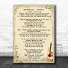 Ed Sheeran Perfect Song Lyric Vintage Music Wall Art Print