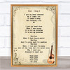 Blur Song 2 Song Lyric Vintage Music Wall Art Print