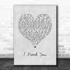 LeAnn Rimes I Need You Grey Heart Song Lyric Art Print