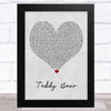 Red Sovine Teddy Bear Grey Heart Song Lyric Art Print