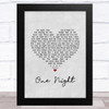 Elvis Presley One Night Grey Heart Song Lyric Art Print