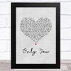 Becky Hill Only You Grey Heart Song Lyric Art Print