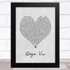 Beyoncé Deja Vu Grey Heart Song Lyric Art Print