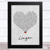 The Cranberries Linger Grey Heart Song Lyric Art Print