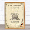 Bob Marley Three Little Birds Song Lyric Vintage Music Wall Art Print