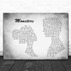 Timeflies Monsters Man Lady Couple Grey Song Lyric Art Print