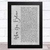 Whitney Houston & Mariah Carey When You Believe Grey Rustic Script Song Lyric Art Print