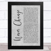 Picture This Never Change Grey Rustic Script Song Lyric Art Print