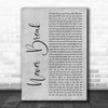 John Legend Never Break Grey Rustic Script Song Lyric Art Print