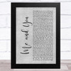 Cold Hart & Lil Peep Me and You Grey Rustic Script Song Lyric Art Print