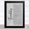 Chris Stapleton Friendship Grey Rustic Script Song Lyric Art Print