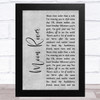 Audrey Hepburn Moon River Grey Rustic Script Song Lyric Art Print