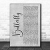 Mariah Carey Butterfly Grey Rustic Script Song Lyric Art Print